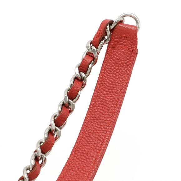 CHANEL Pink Caviar Leather Pochette Shoulder Bag